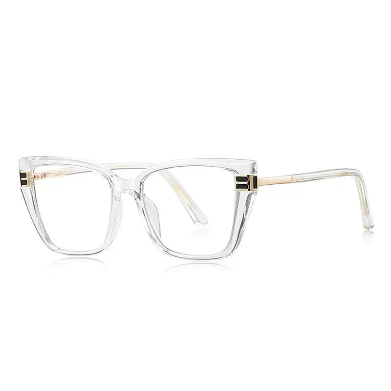 Cat-eye glasses frames in clear gray